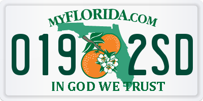 FL license plate 0192SD