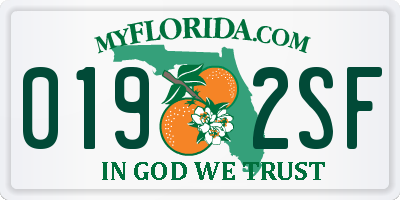 FL license plate 0192SF