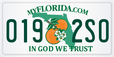 FL license plate 0192SO