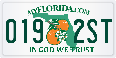 FL license plate 0192ST