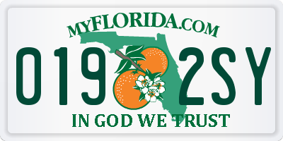 FL license plate 0192SY