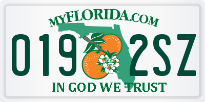 FL license plate 0192SZ