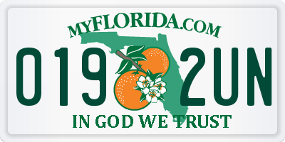 FL license plate 0192UN