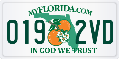FL license plate 0192VD
