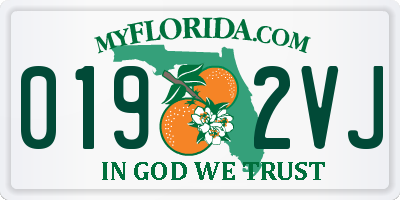 FL license plate 0192VJ
