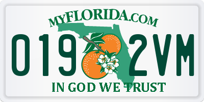 FL license plate 0192VM