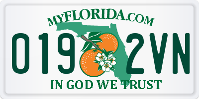 FL license plate 0192VN