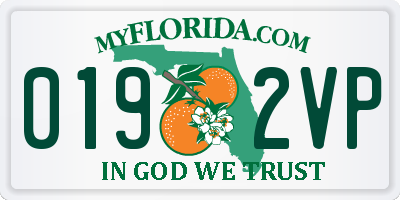 FL license plate 0192VP