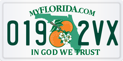 FL license plate 0192VX