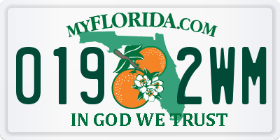 FL license plate 0192WM