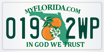 FL license plate 0192WP