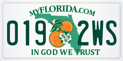 FL license plate 0192WS