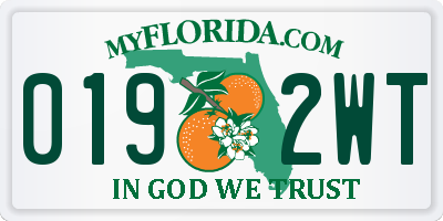 FL license plate 0192WT