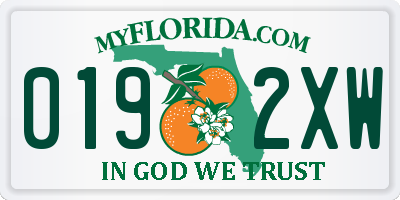 FL license plate 0192XW