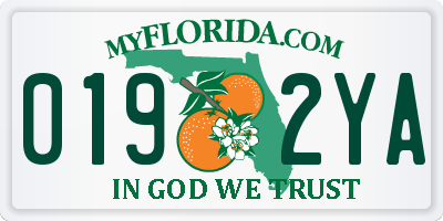 FL license plate 0192YA
