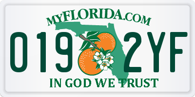 FL license plate 0192YF