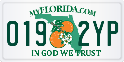 FL license plate 0192YP