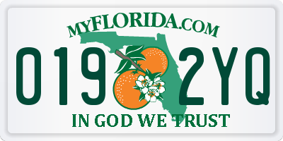 FL license plate 0192YQ