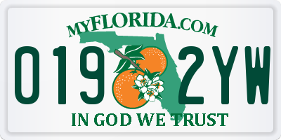 FL license plate 0192YW