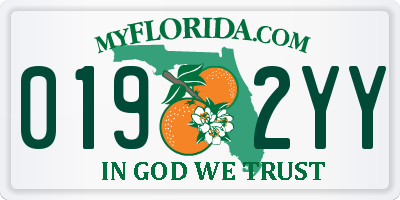 FL license plate 0192YY