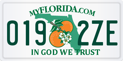 FL license plate 0192ZE