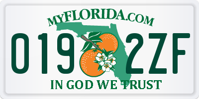 FL license plate 0192ZF