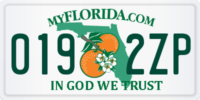 FL license plate 0192ZP
