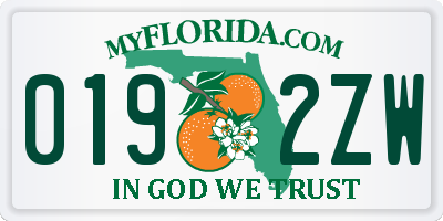 FL license plate 0192ZW