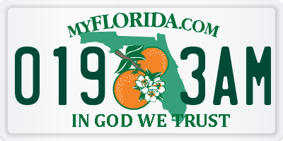 FL license plate 0193AM