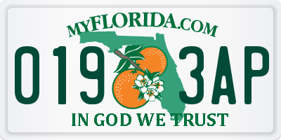 FL license plate 0193AP