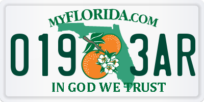 FL license plate 0193AR