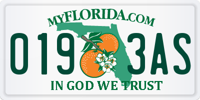 FL license plate 0193AS