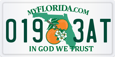 FL license plate 0193AT