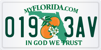 FL license plate 0193AV