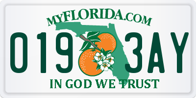 FL license plate 0193AY