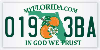 FL license plate 0193BA