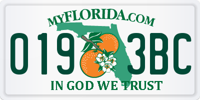 FL license plate 0193BC