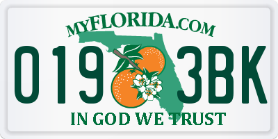 FL license plate 0193BK