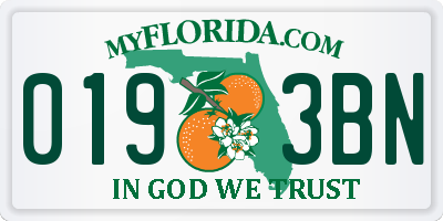 FL license plate 0193BN