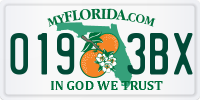FL license plate 0193BX