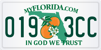 FL license plate 0193CC