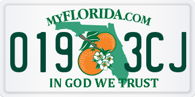 FL license plate 0193CJ