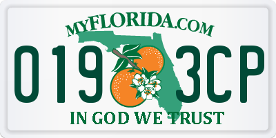 FL license plate 0193CP
