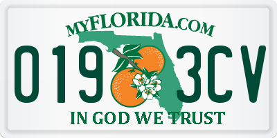 FL license plate 0193CV