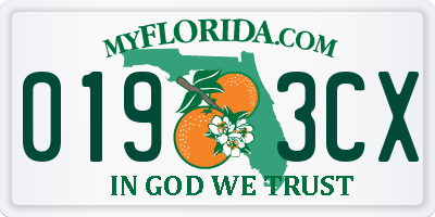 FL license plate 0193CX
