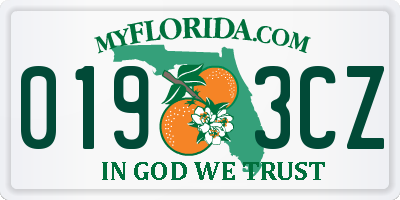 FL license plate 0193CZ