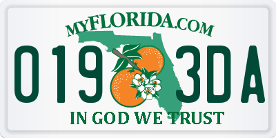FL license plate 0193DA