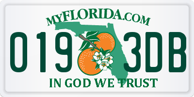 FL license plate 0193DB