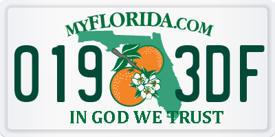 FL license plate 0193DF