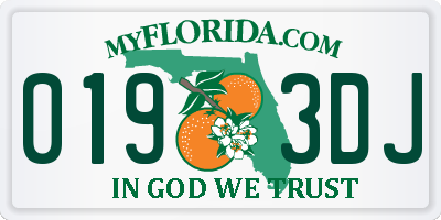 FL license plate 0193DJ
